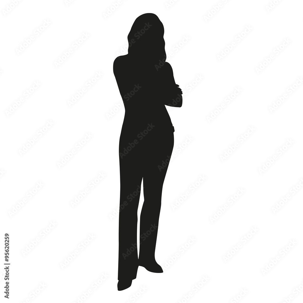 Vector silhouette of woman standing with hands folded Vector silhouette of woman standing with hands folded
