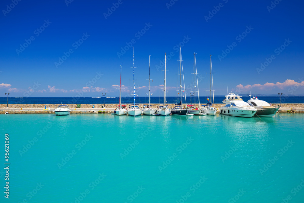Marina with boats on the bay of Zakynthos, Greece