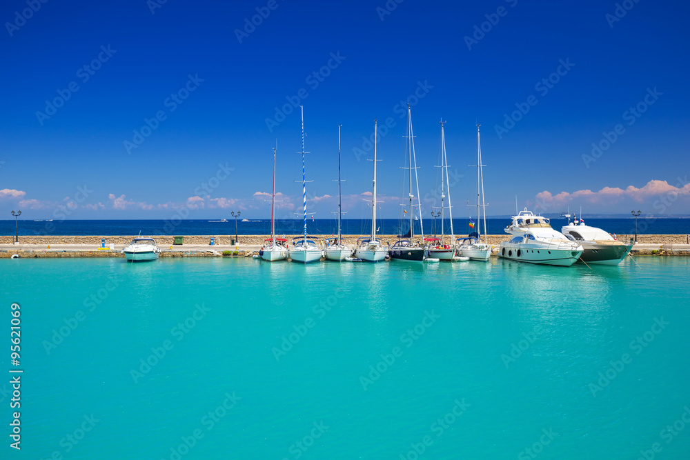 Marina with boats on the bay of Zakynthos, Greece Marina with boats on the bay of Zakynthos, Greece
