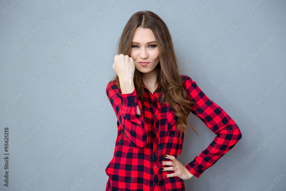 Wicked girl thritting with fist Wicked girl thritting with fist