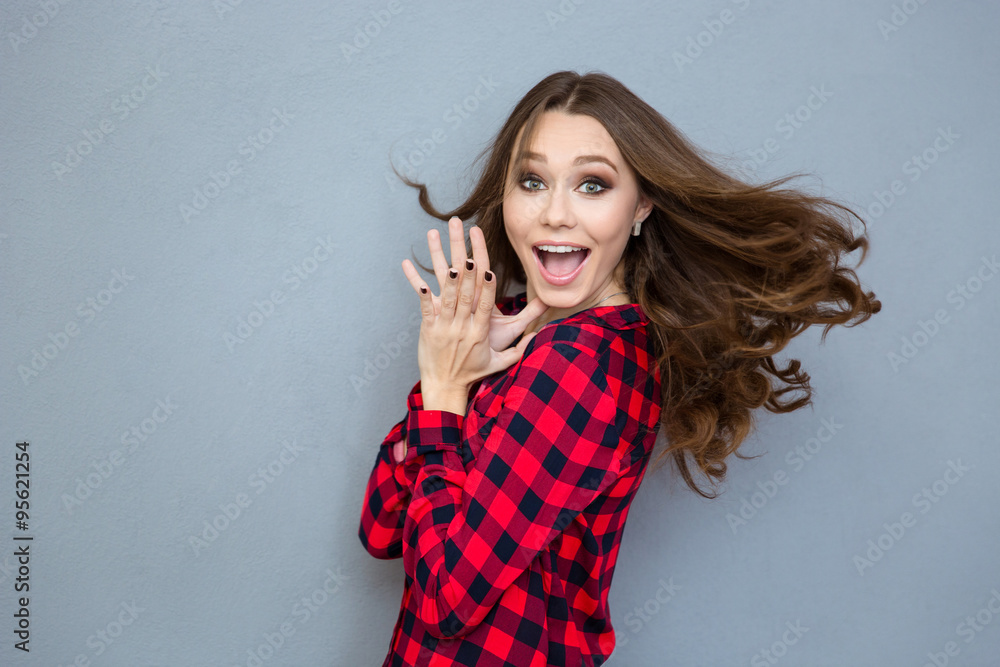 Cheerful woman looking at camera Cheerful woman looking at camera