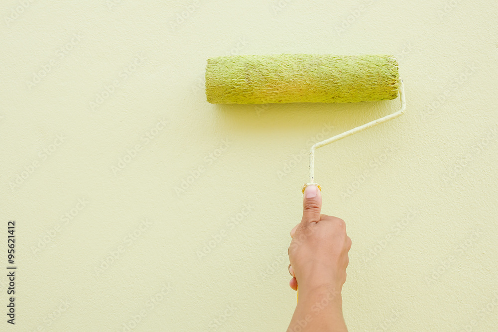 Obraz premium Hand painting wall in green