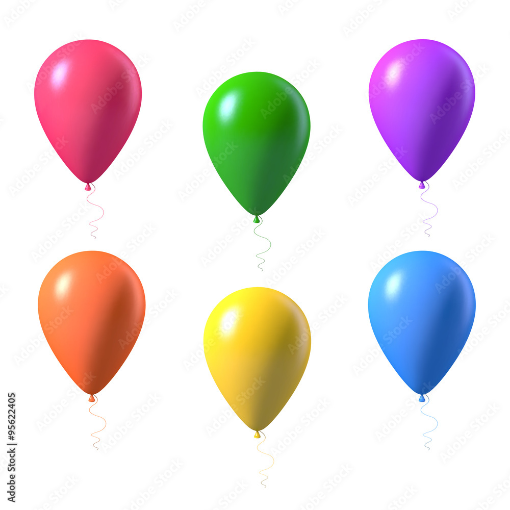 Set of Photorealistic Vector Air Balloons Isolated on White Back