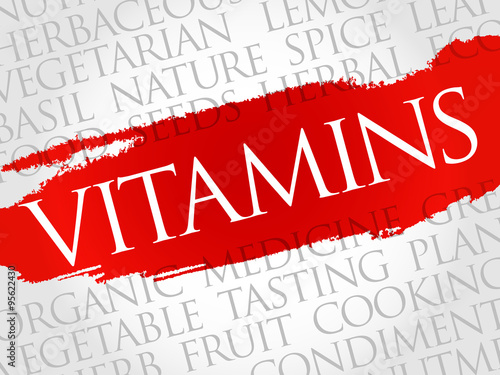 Vitamins word cloud, health concept