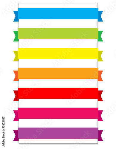 Colored tape labels, labels for titles