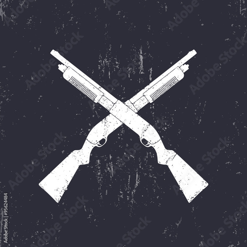 Crossed shotguns, hunting rifles, vector illustration