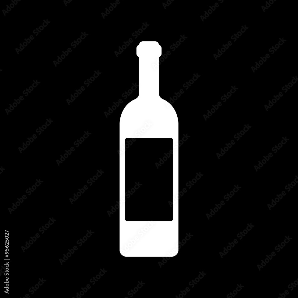 The wine icon. Bottle symbol. Flat The wine icon. Bottle symbol. Flat