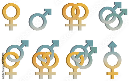 Eight icons gender representing different ways of living sexuality