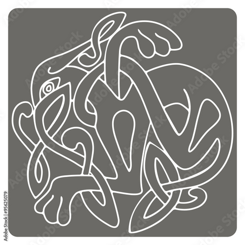 monochrome icon with Celtic art and ethnic ornaments for your design