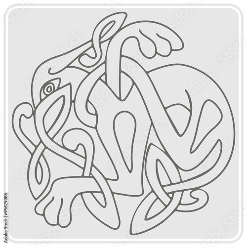 monochrome icon with Celtic art and ethnic ornaments for your design