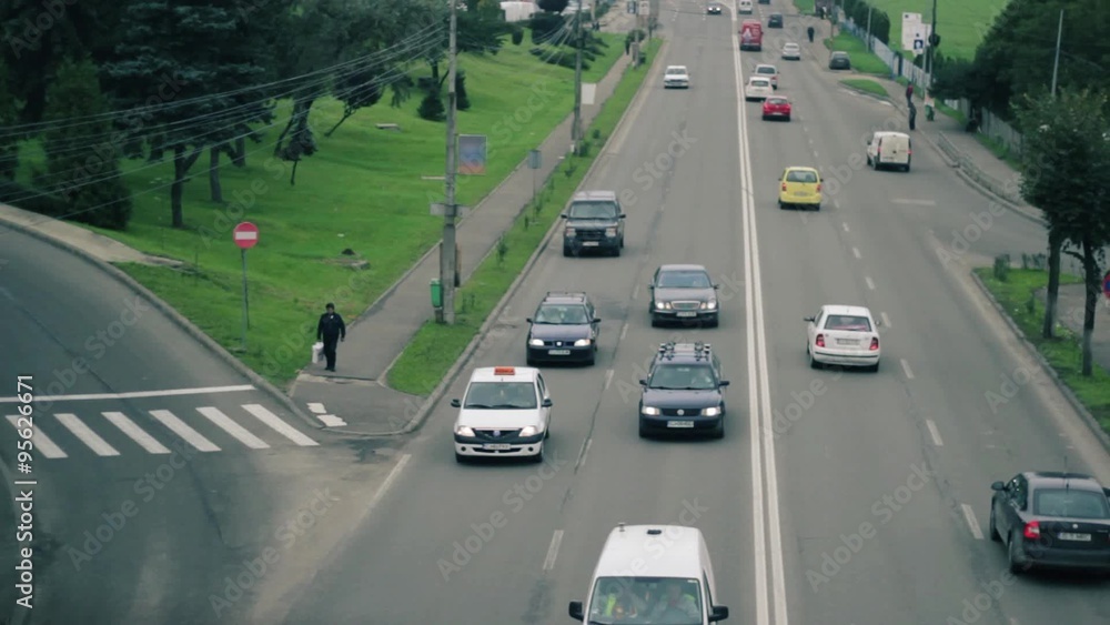 Traffic jam. Cars move on the highway. Traffic jam. Cars move on the highway.