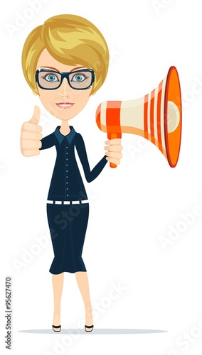 Smiling businesswoman with megaphone