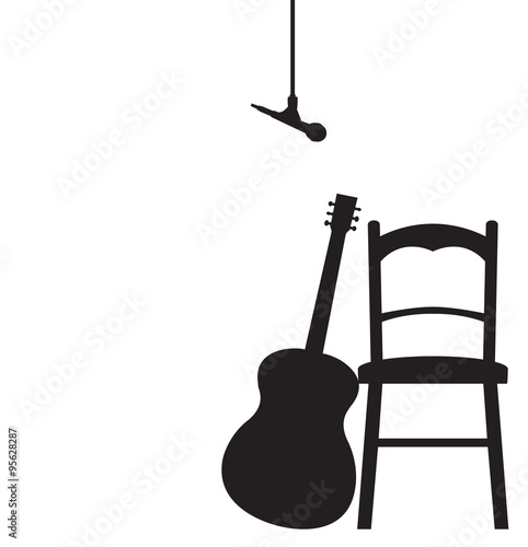 Guitarist Recording Session Set Up Silhouette