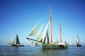 Fotobehang Zeilen Vloot traditionele zeilschepen op zee  © nilsp
