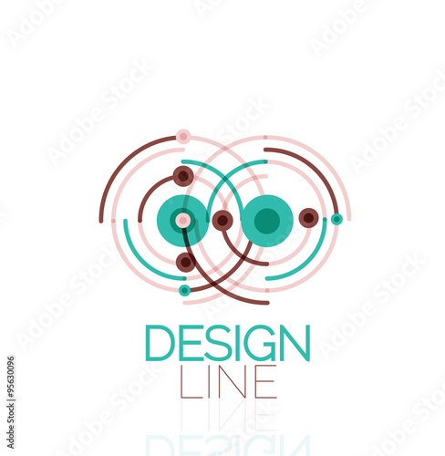 Vector swirl and circles outline minimal abstract geometric logo