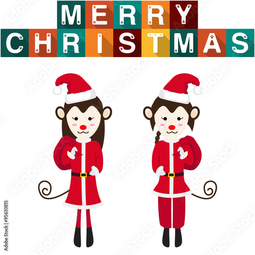 Monkey Santa Claus Girl Boy...