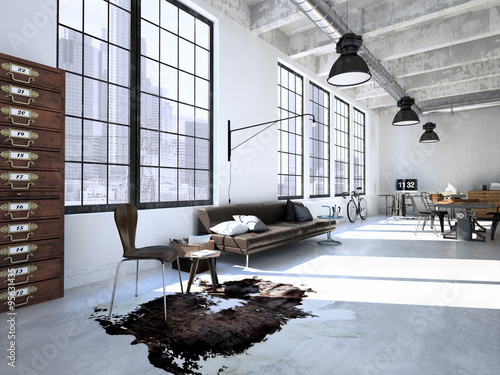 Interior design of modern Living room. 3d rendering