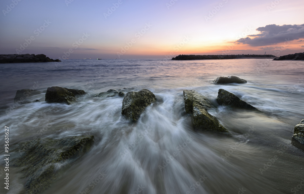 Views of the beach at sunset beautiful light Views of the beach at sunset beautiful light