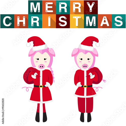Pig Santa Claus Girl Boy Ve...