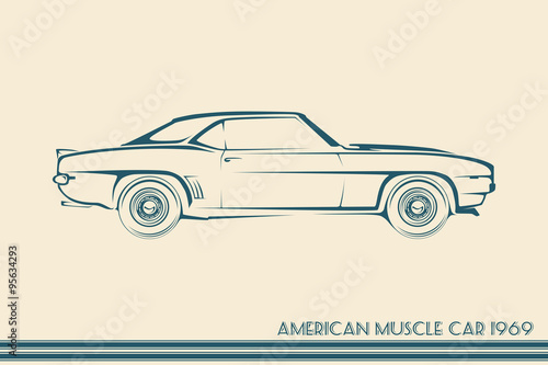 American muscle car silhouette 60s photo