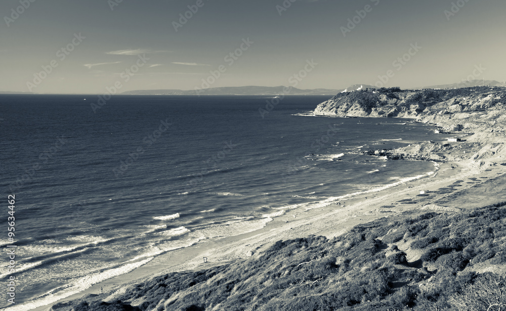 Atlantic Ocean in summer. Monochrome photo