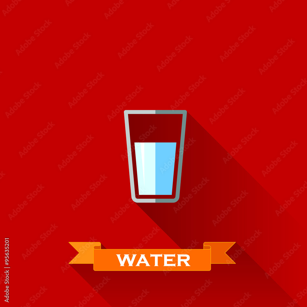 vector illustration with a glass of water in flat design style w vector illustration with a glass of water in flat design style w