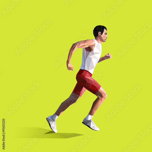 polygonal running man. Vector geometric illustration  © maximmmmum
