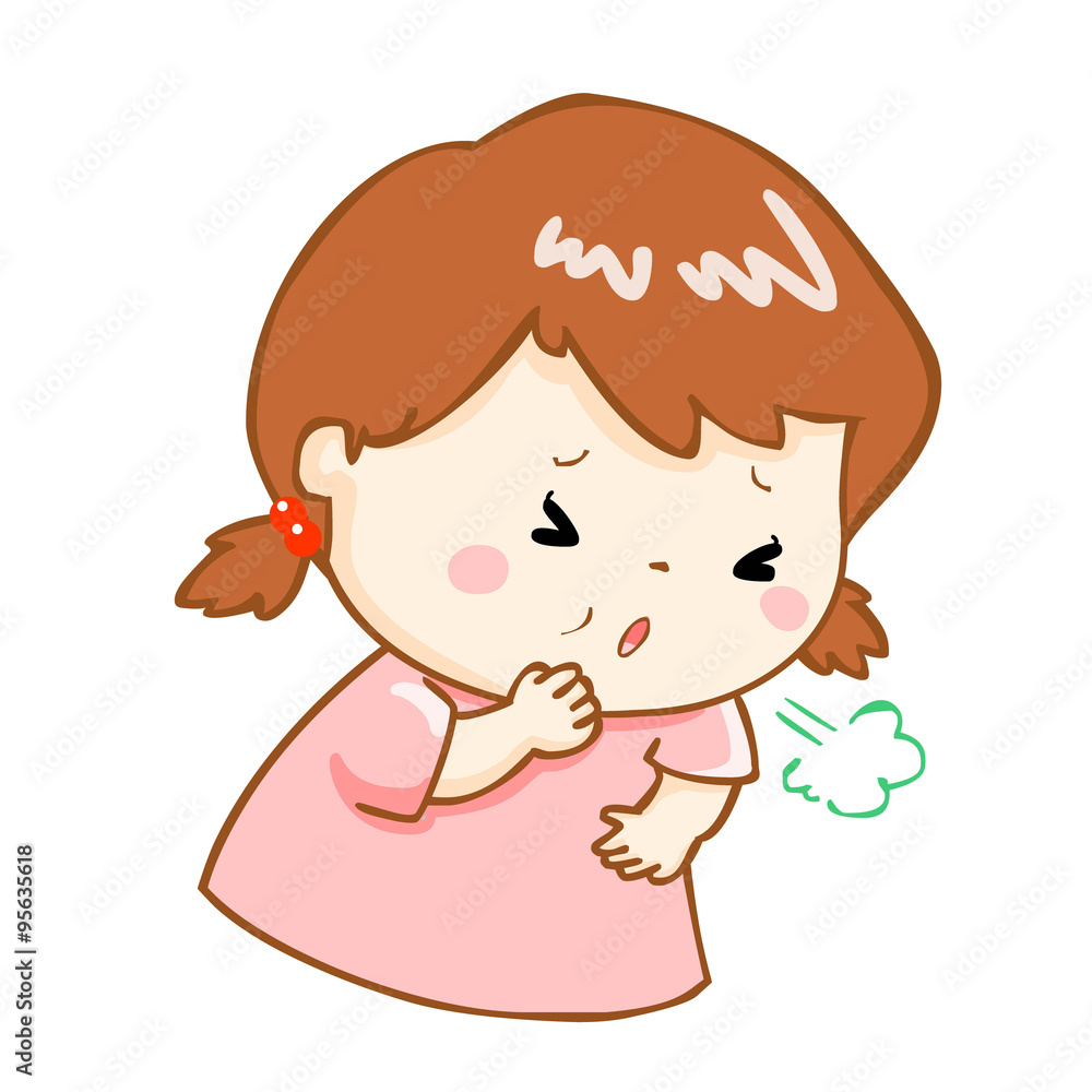 coughing girl cartoon vector illustration coughing girl cartoon vector illustration