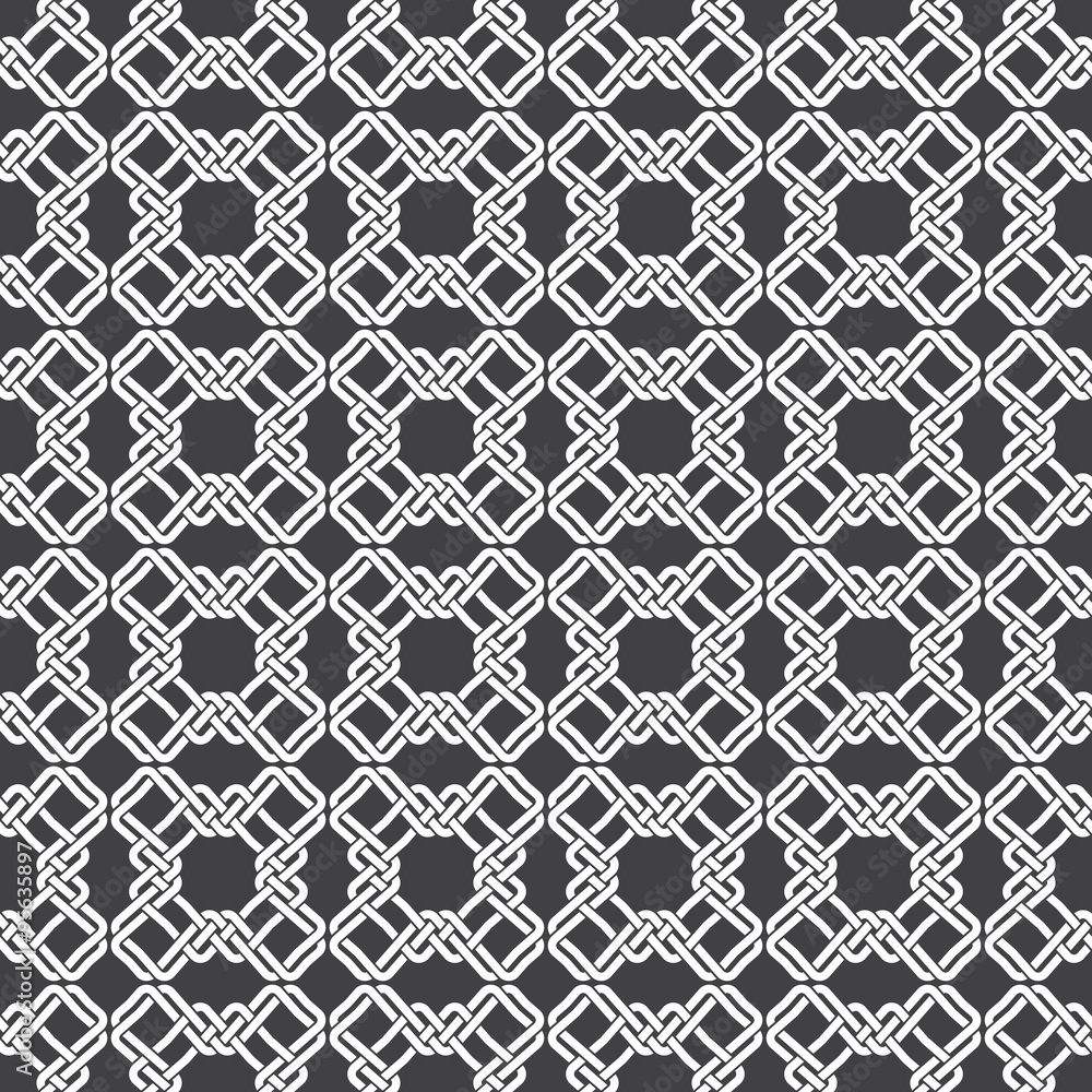 Seamless pattern of braided crosses with swatch for filling. Celtic ornament texture. Fashion geometric background for web or printing design. Seamless pattern of braided crosses with swatch for filling. Celtic ornament texture. Fashion geometric background for web or printing design.