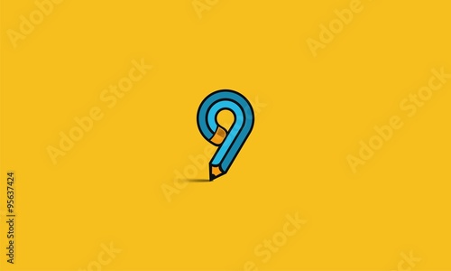 letter 9 pencil logo
