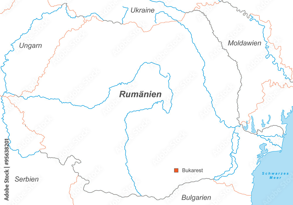 Rumänien in Weiß (beschriftet) - Vektor