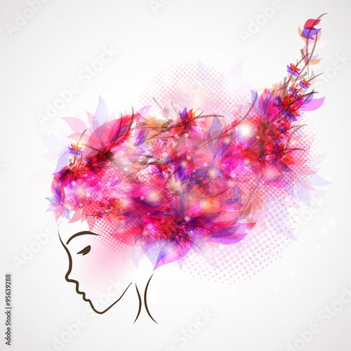 woman silhouette, abstract hair