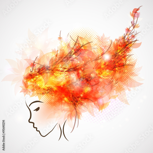 woman silhouette, abstract hair
