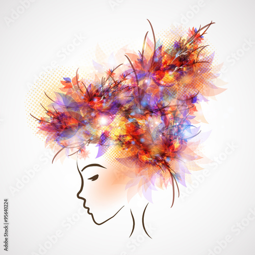 woman silhouette, abstract hair