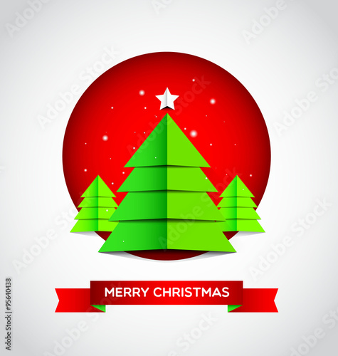Merry Christmas with modern Christmas tree. Vector Illustration