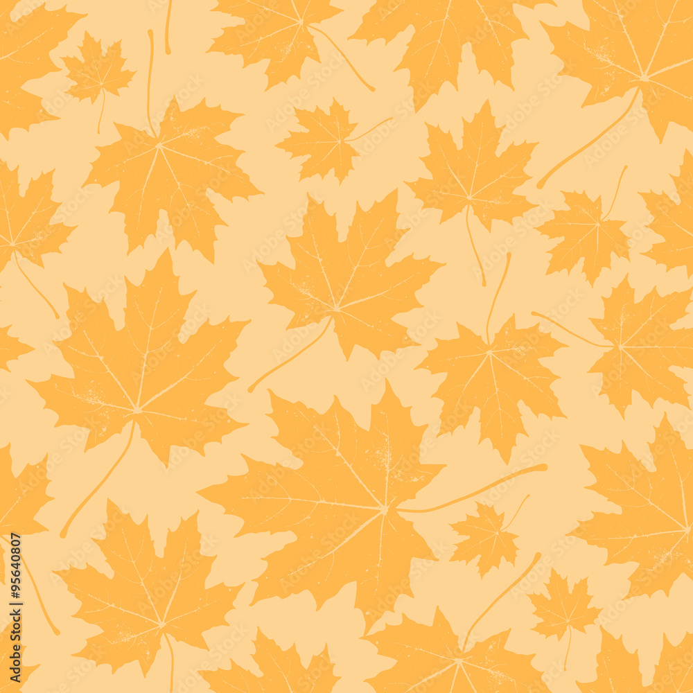 Fototapeta premium vintage floral autumn (fall) seamless pattern with maple leaves