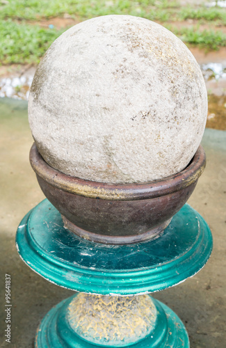 Round stone,sacred marker spheres called 