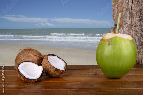 Green and Brown Coconuts at the beach - Bahia, Brazil