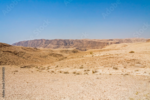 View on mountain landscape in Judean desert. Metzoke Dragot, Israel. 