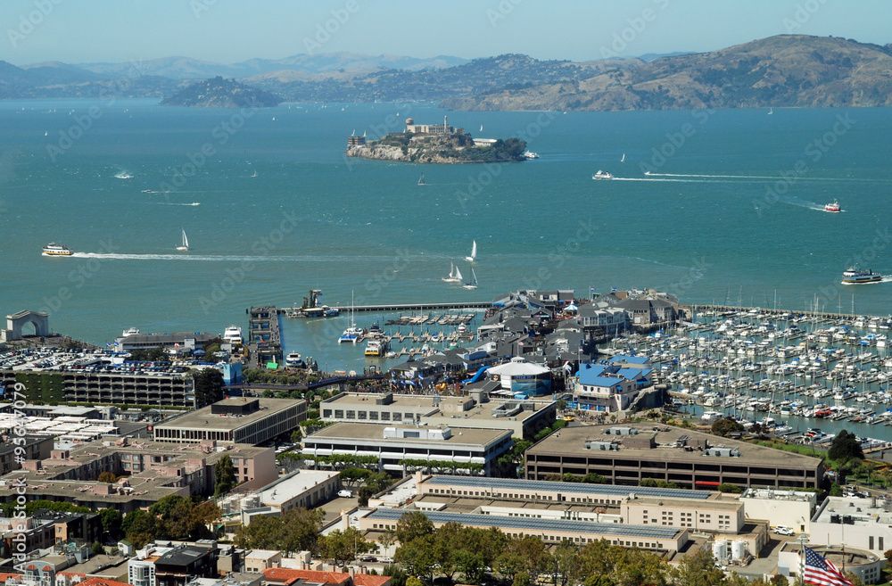 Blick vom Coit Tower auf die Bucht von San Francisco