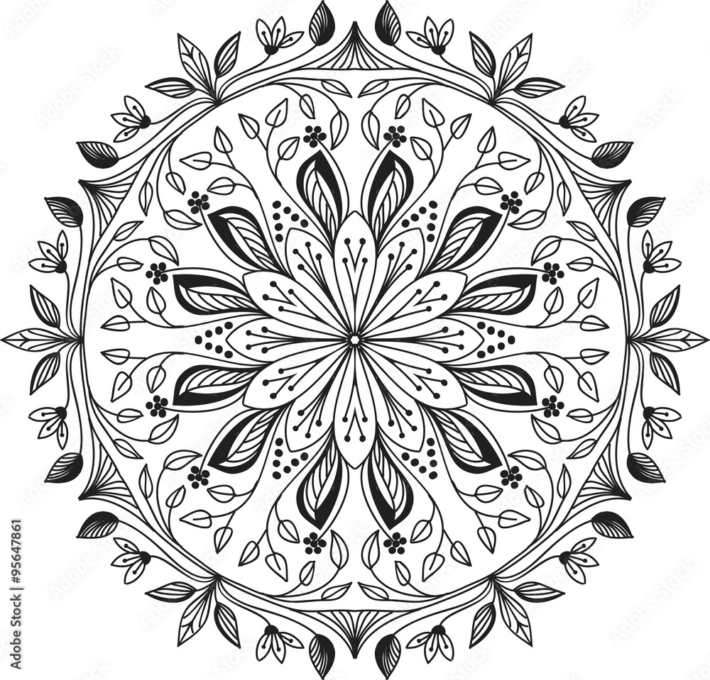 Fototapeta premium Hand drawn background. Mandala. Geometric circle element.
