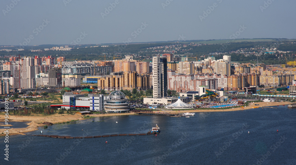 Panorama of Kazan in the air. Photos from helicopter. 