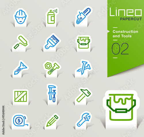 Lineo Papercut - Construction and Tools outline icons