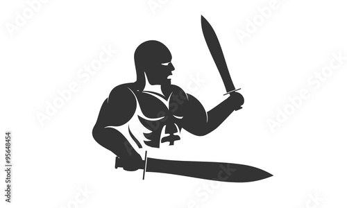 Stud males fitness and fight the mighty champion who is playing swords and barbells