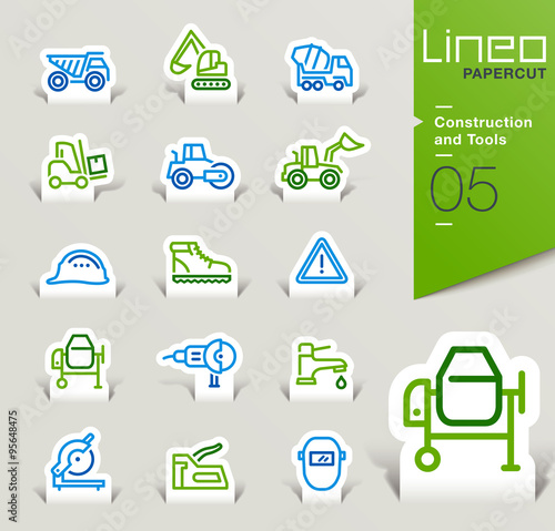 Lineo Papercut - Construction and Tools outline icons