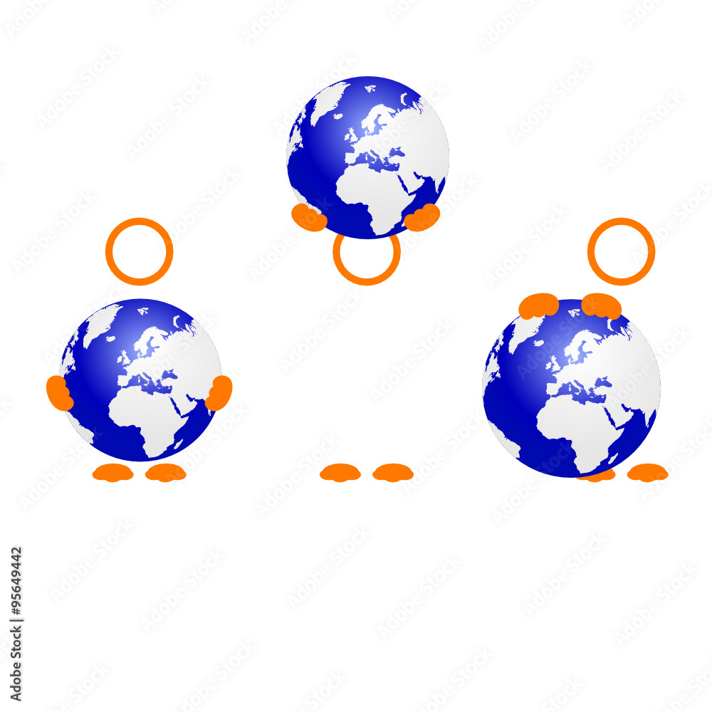 planet earth with people icon vector planet earth with people icon vector
