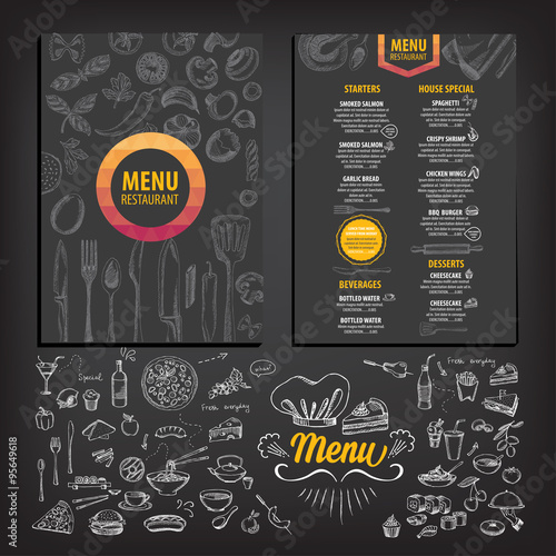 Restaurant cafe menu, template design.