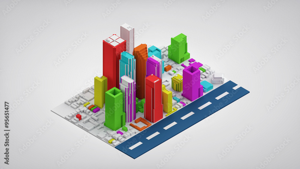 Colorful Isometric City Isolated (3D Render) Colorful Isometric City Isolated (3D Render)
