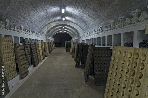 The tunnel at the factory of sparkling wines. photo