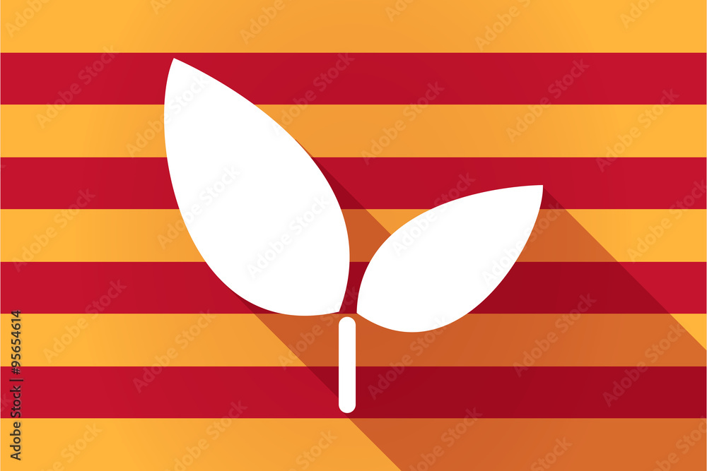 Long shadow Catalonia vector flag with a plant Long shadow Catalonia vector flag with a plant
